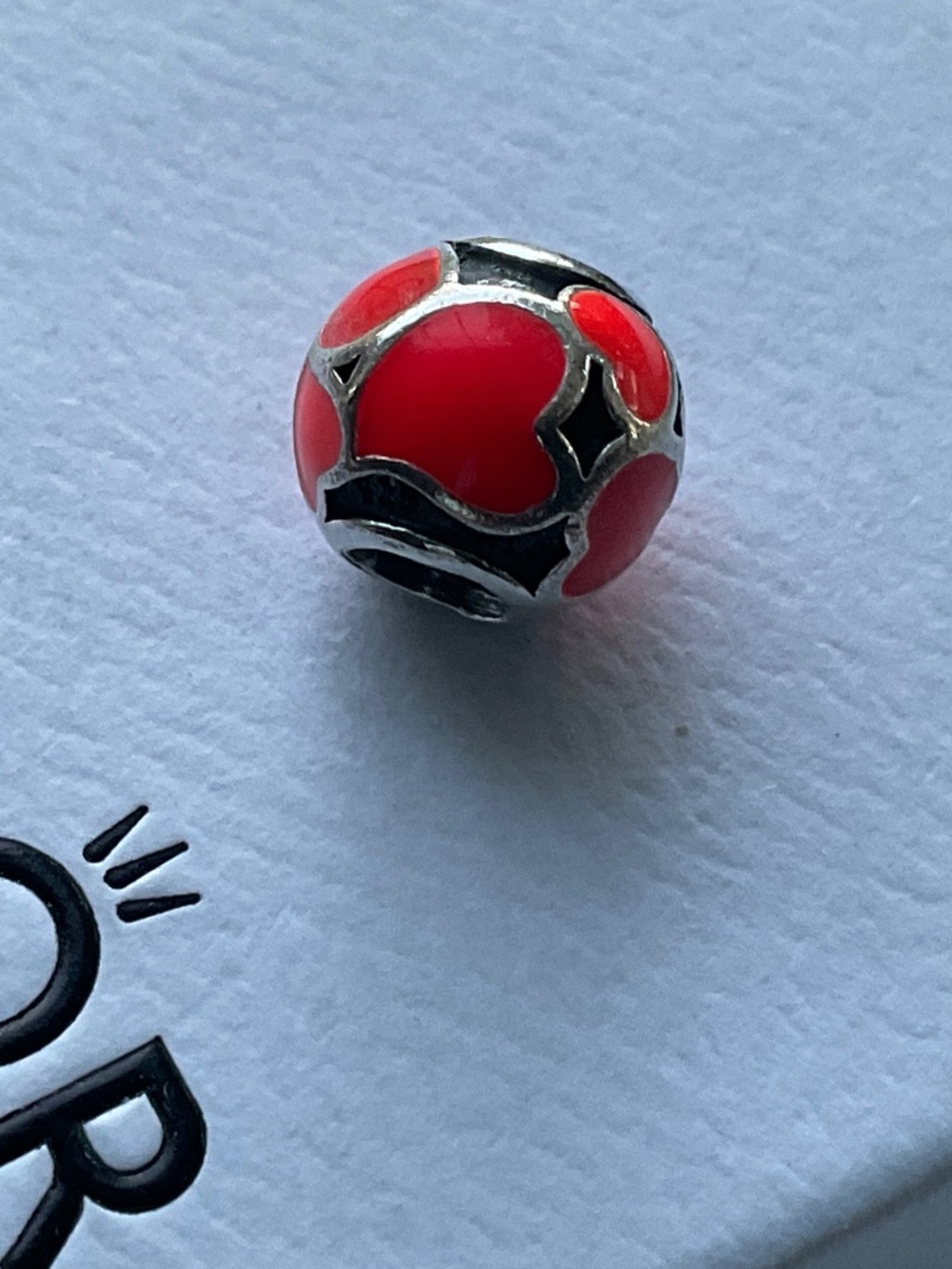 Pandora Silver charm with Red hearts Enamel